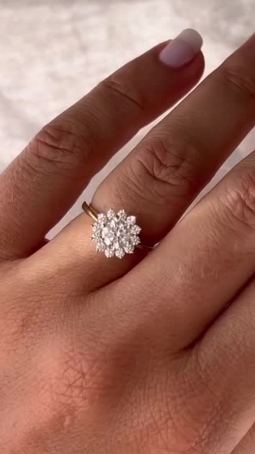 Round Cluster Diamond Engagement Ring
