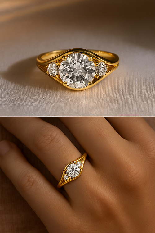 Round Cut Three Stone Engagement Ring