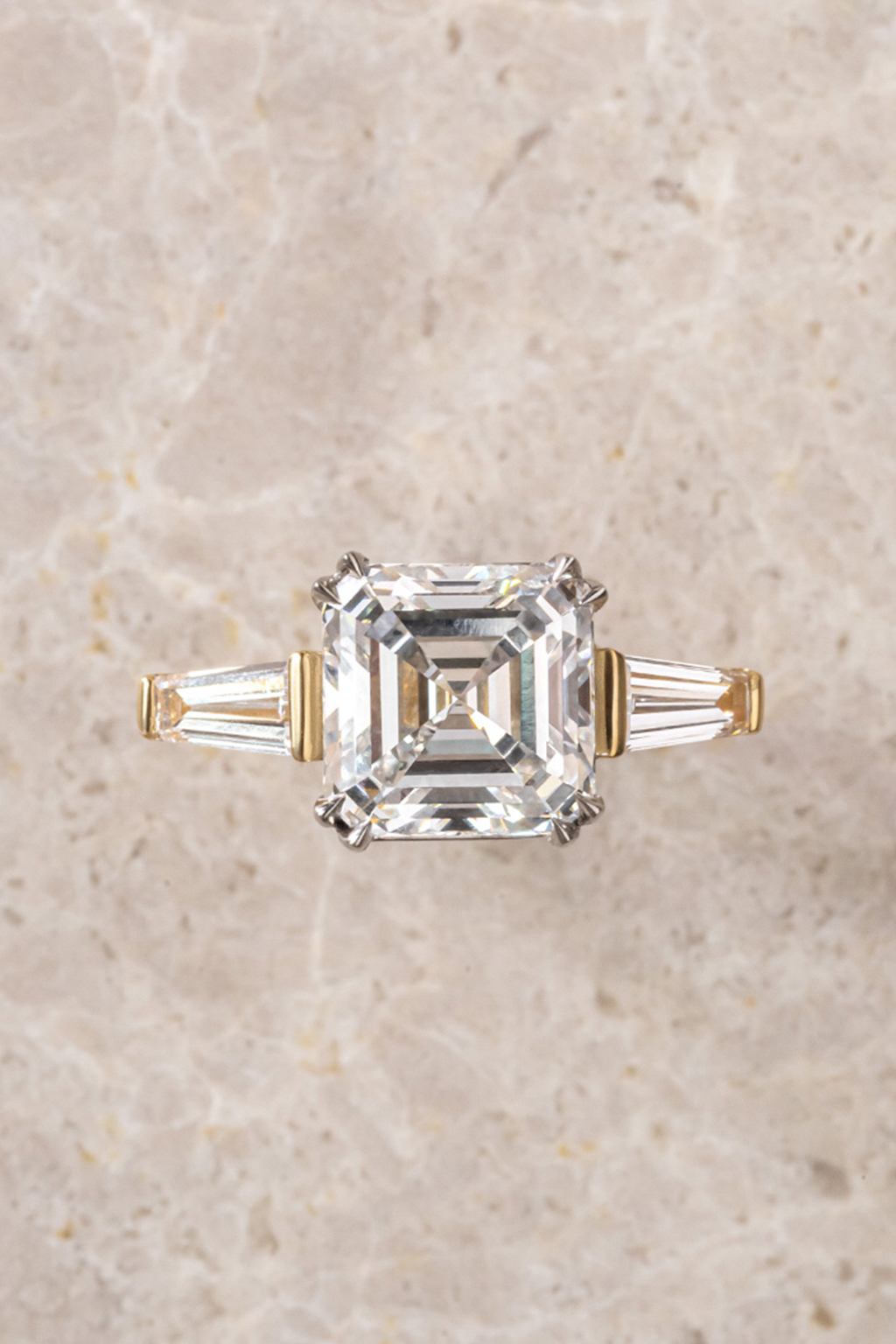 Three Stone Asscher Cut Engagement Ring