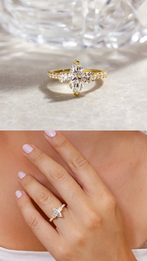 Three Stone Marquise Engagement Ring