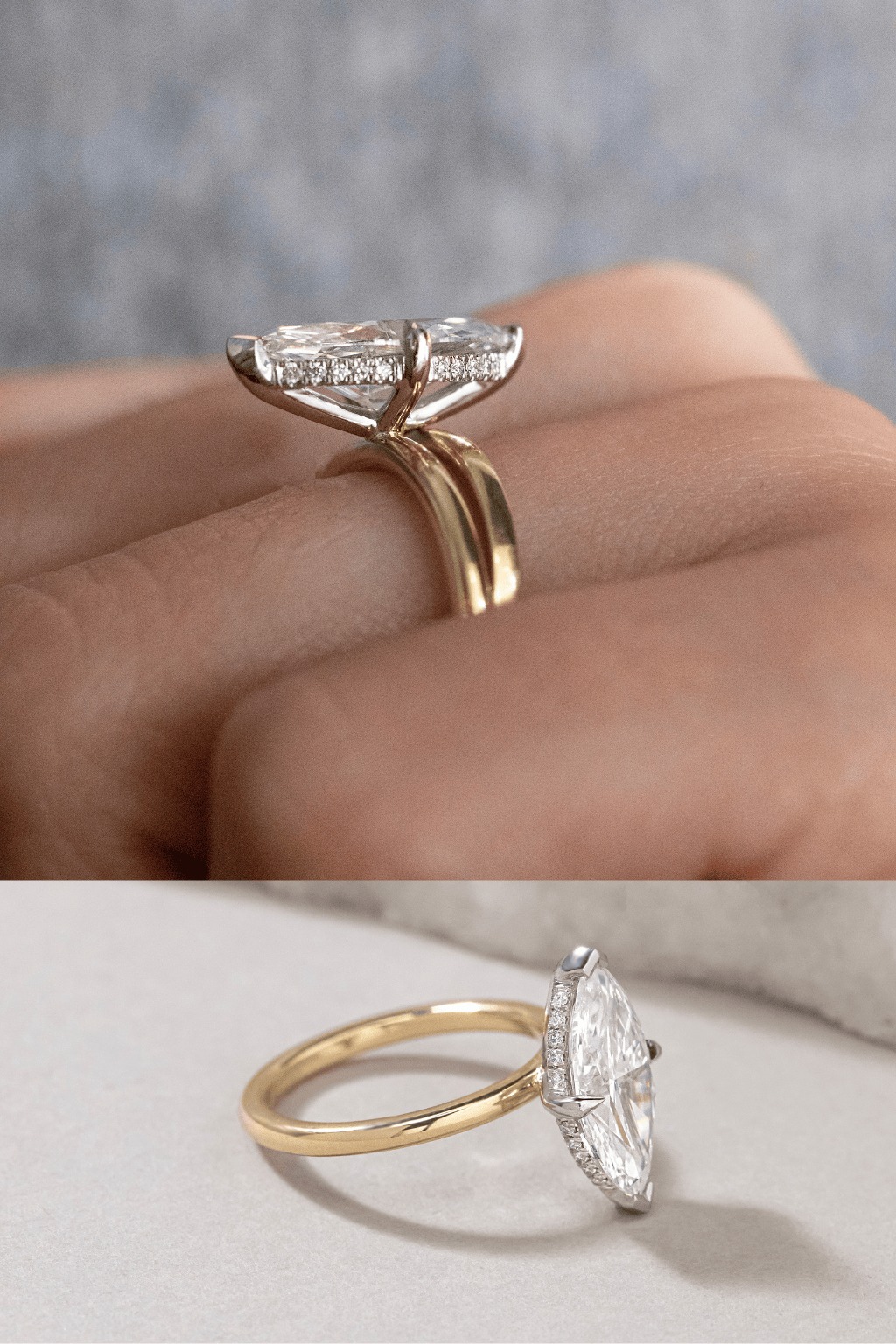 Marquise Hidden Halo Engagement Ring