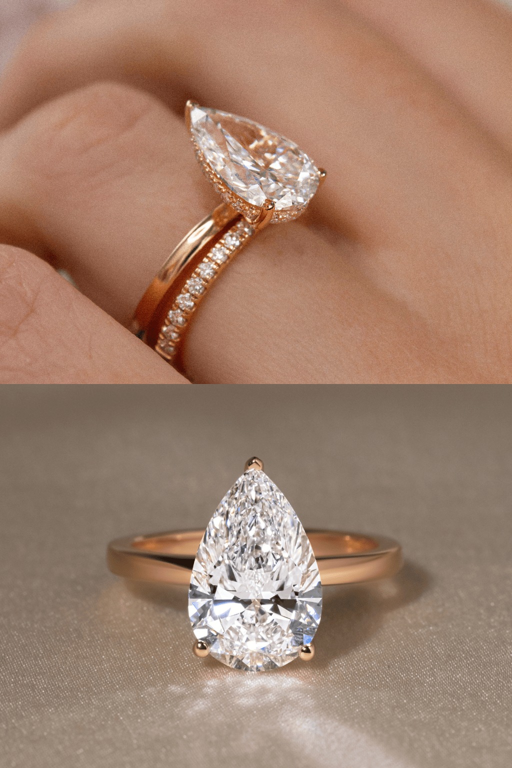 Pear Hidden Halo Engagement Ring