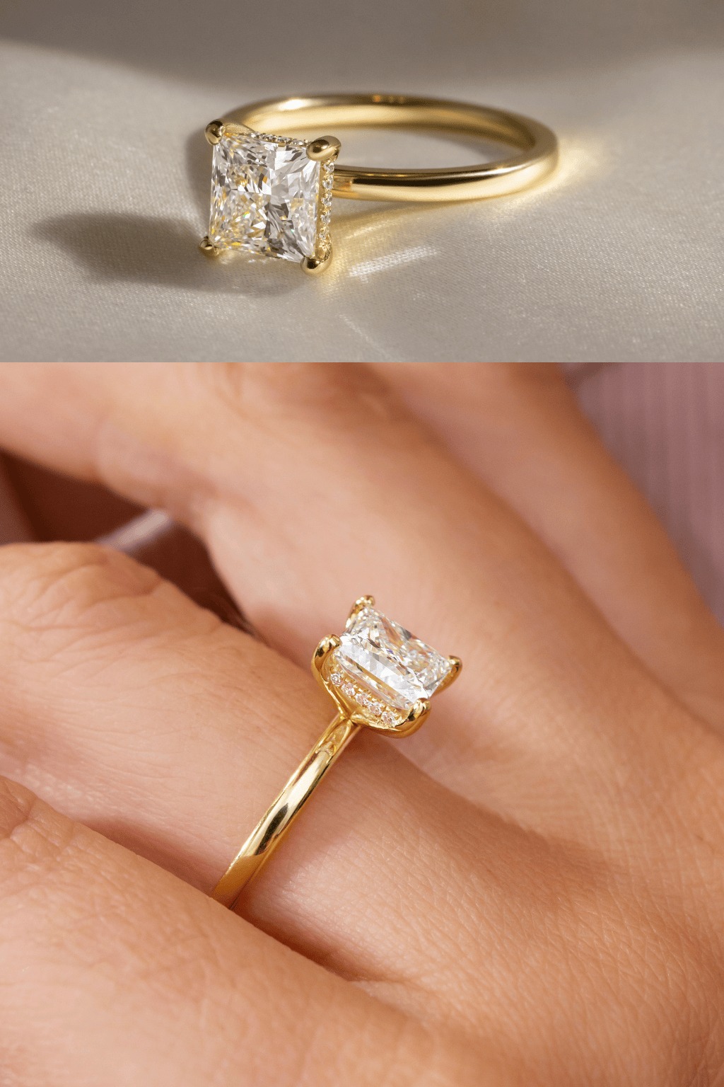 Princess Cut Hidden Halo Engagement Ring