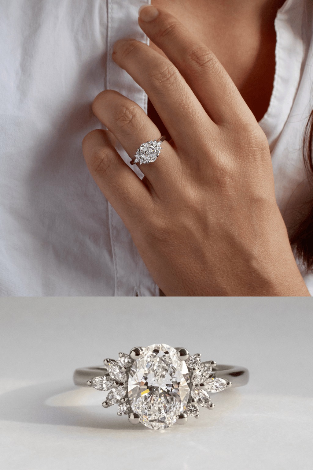 White Gold Cluster Engagement Ring
