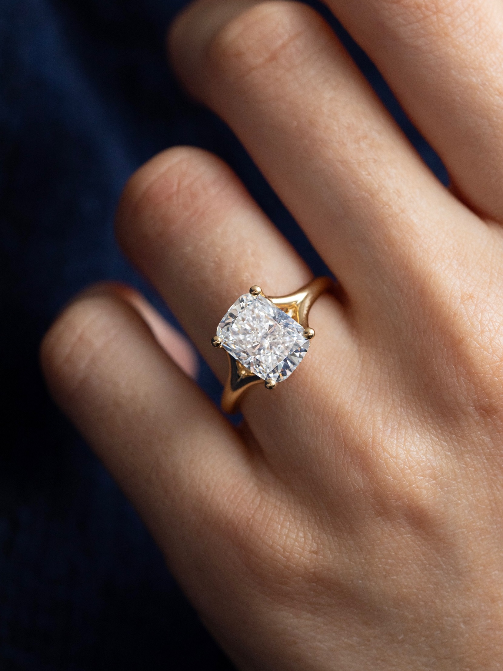 Elongated Cushion Diamond Ring