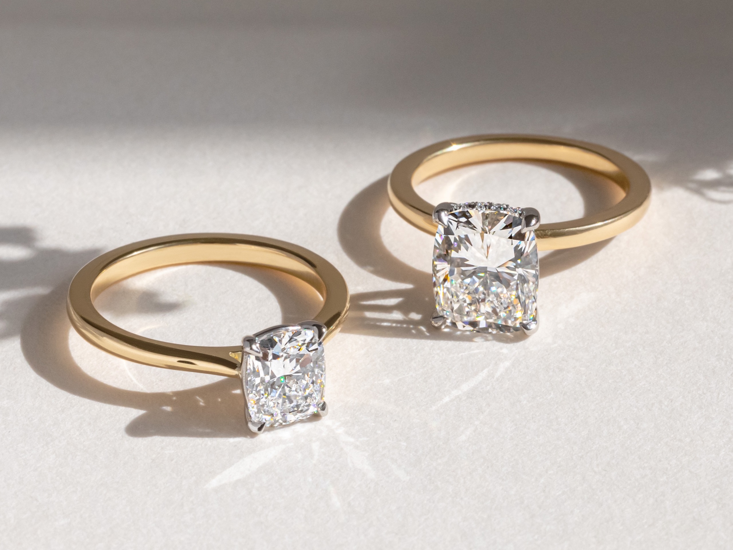 Elongated Cushion Diamond Rings