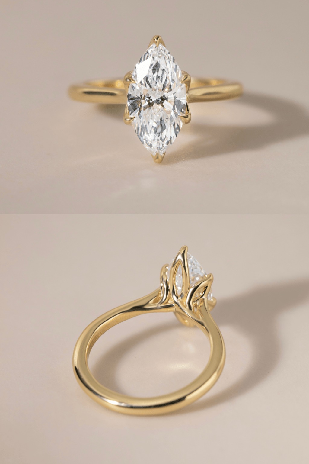 Marquise Diamond Engagement Rings Yellow Gold