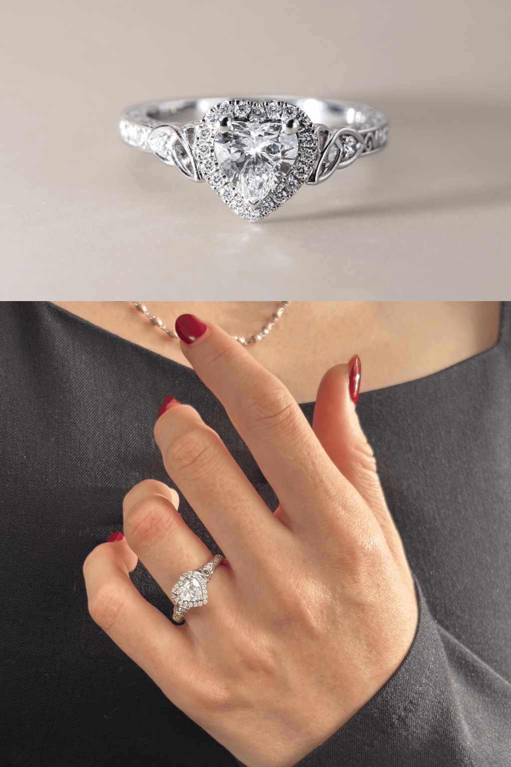 Platinum Heart Shaped Diamond Engagement Ring