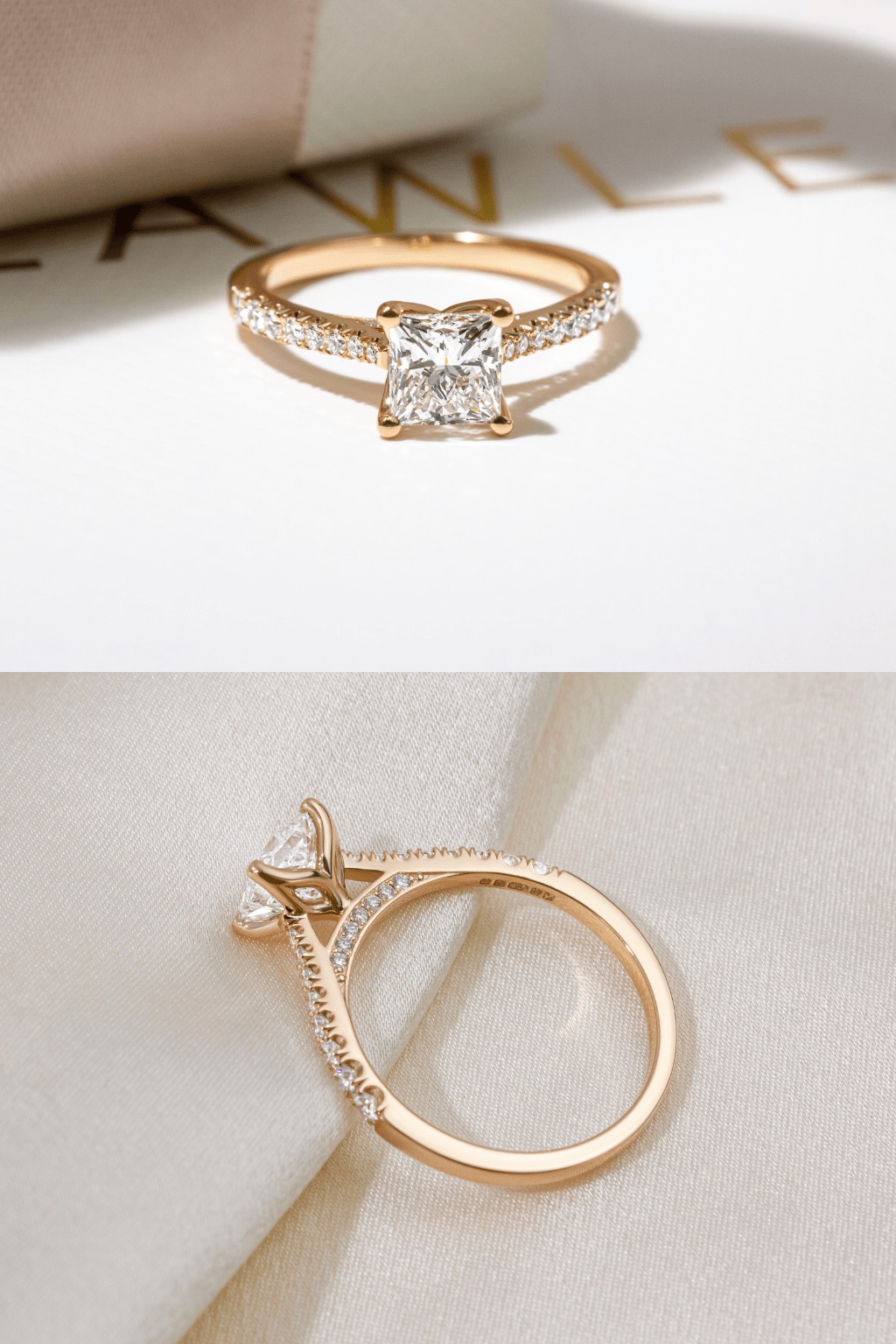 Rose Gold Princess Cut Engagement Ring