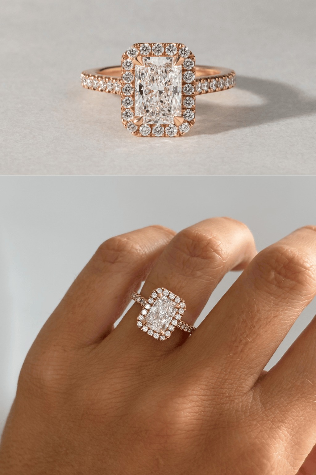 Rose Gold Radiant Cut Engagement Ring