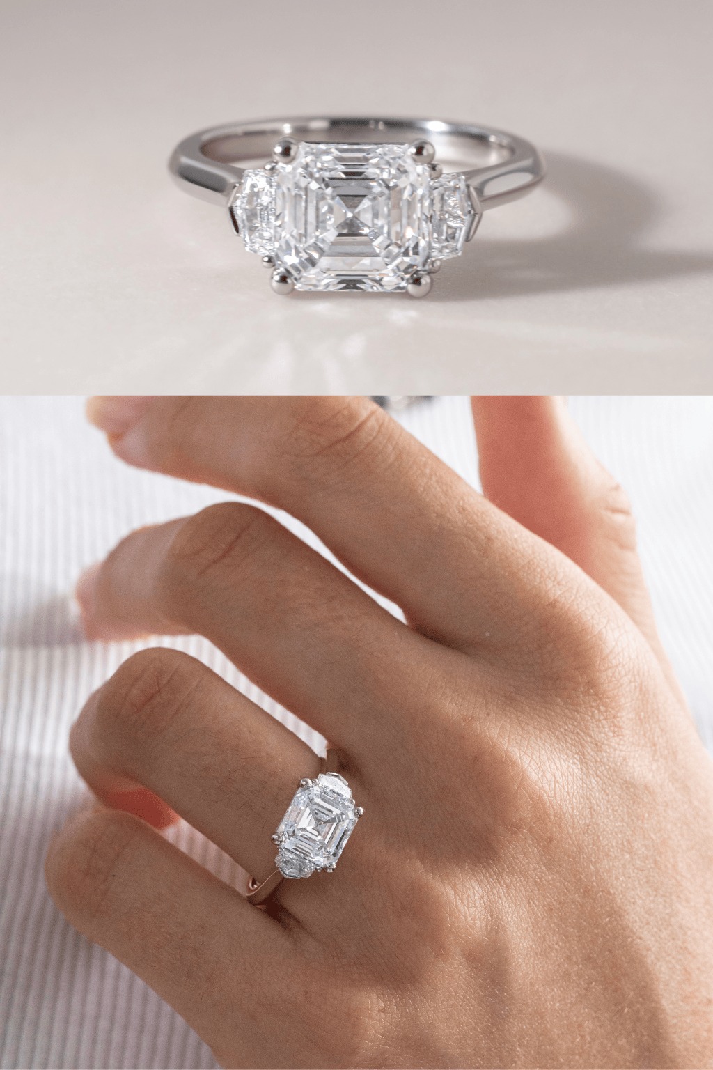 White Gold Asscher Engagement Ring