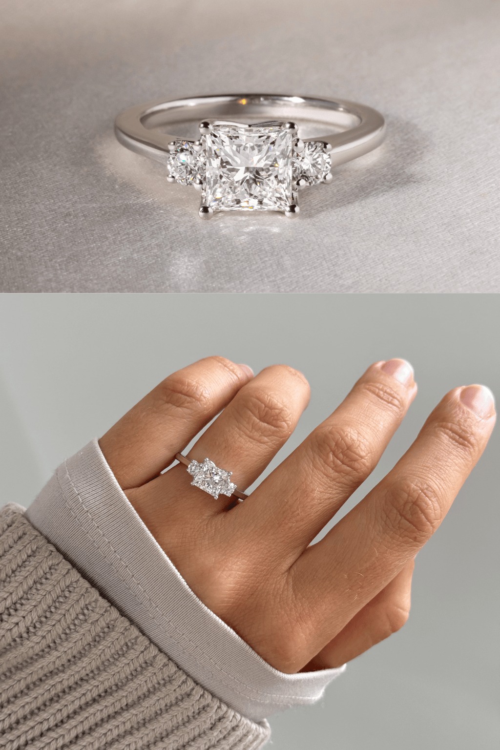 White Gold Princess Cut Engagement Ring