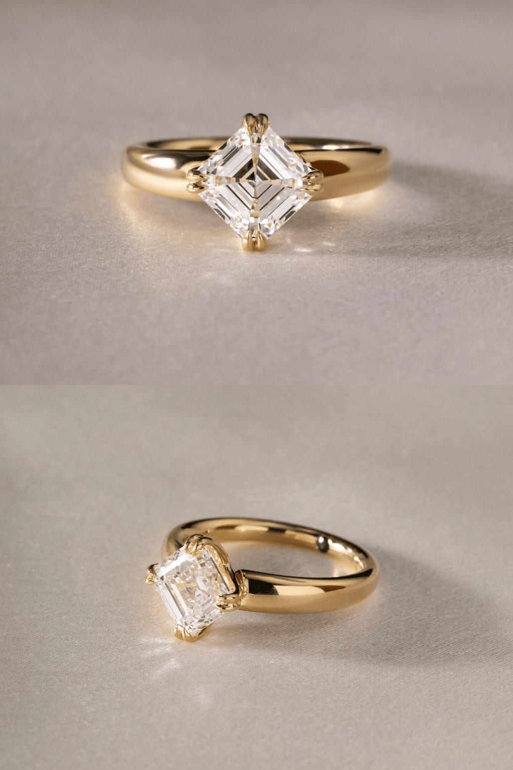 Yellow Gold Asscher Cut Engagement Ring