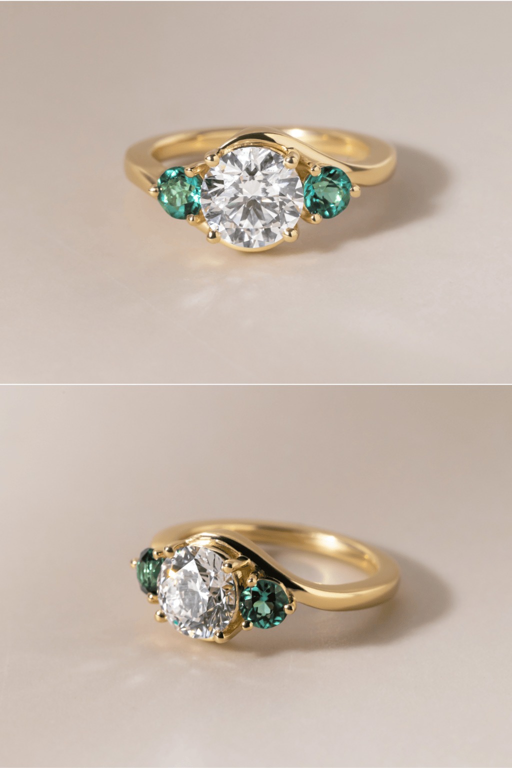 Yellow Gold Round Diamond Engagement Ring