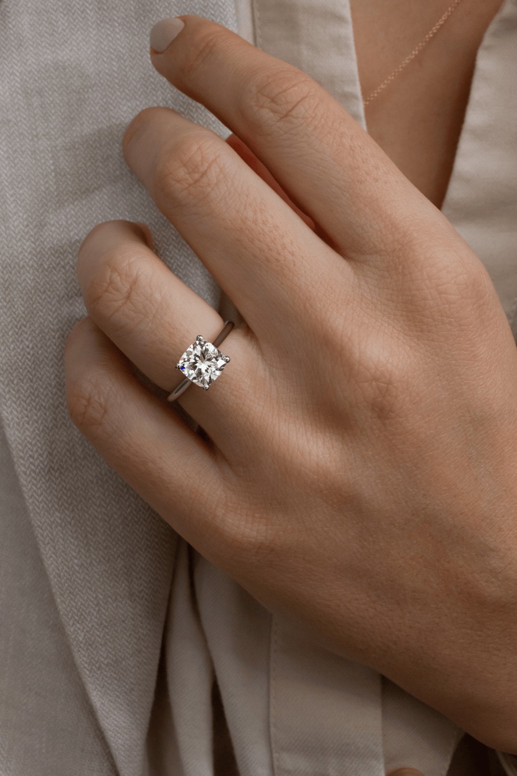 1 Carat Cushion Cut Diamond Ring