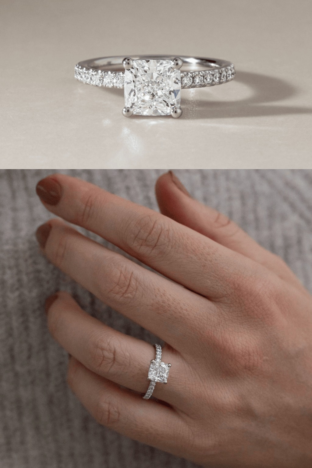 1 Carat Cushion Cut Diamond Ring