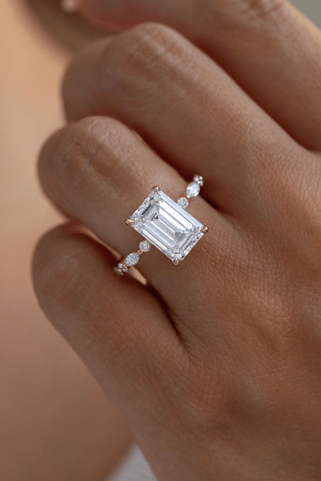 4 Carat Emerald Cut Diamond Ring