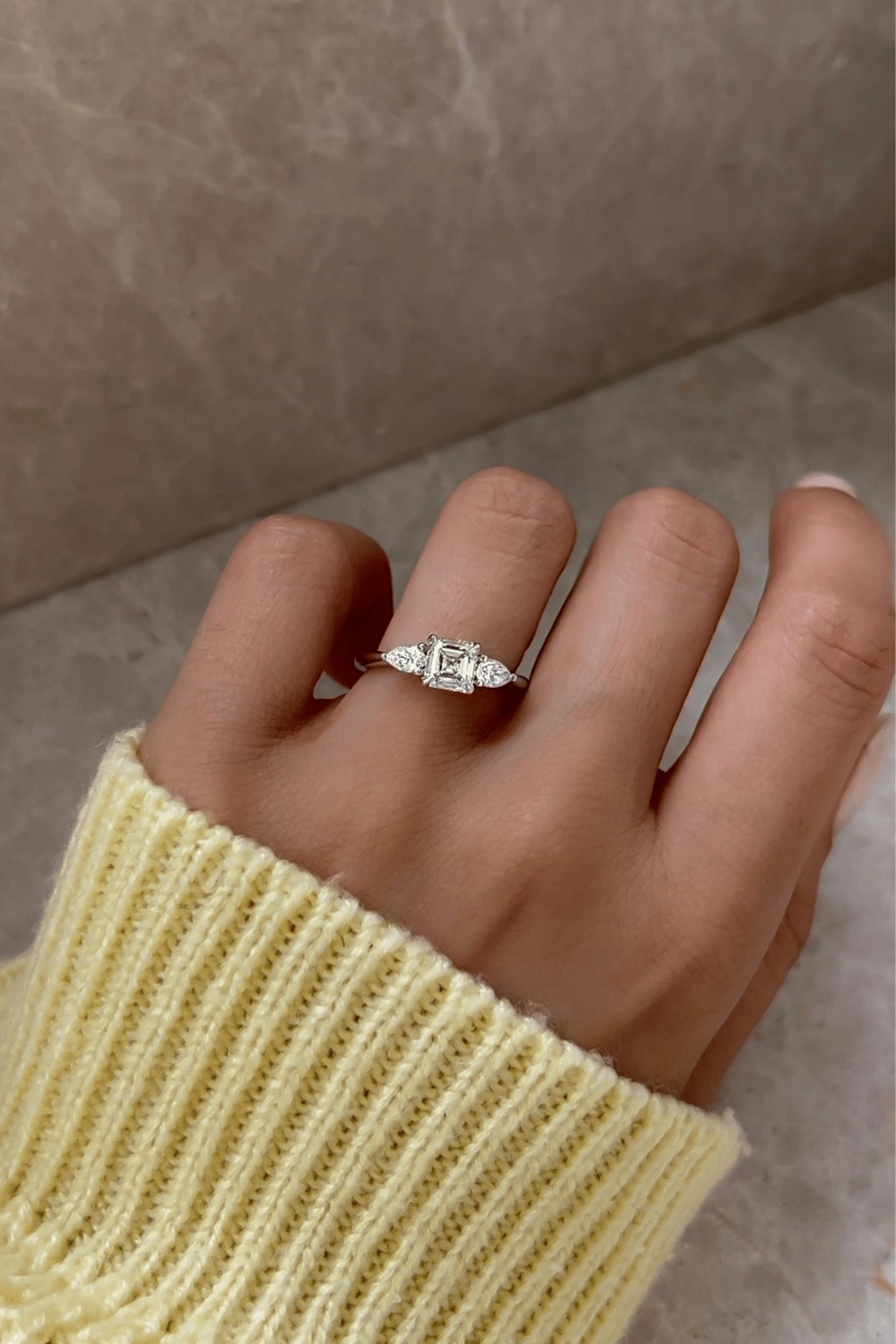 1 Carat Asscher Cut Diamond Ring.